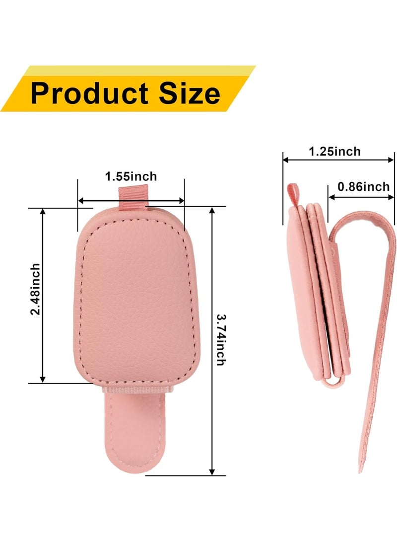 2 Packs Sunglasses Holders for Car Visor - Magnetic Leather Sunglasses Holder and Ticket Card Clip - Car Visor Accessories (Pink) - Image 2